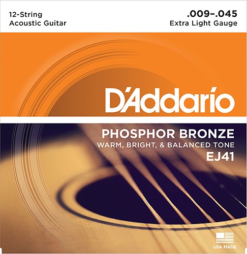 D'Addario EJ41 Phosphor Bronze     12- , Extra Light 9-45, D'Addari